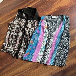 🍁END of YEAR SALE🍁BUNDLE of 2 Eileen Fisher  and Tanya Taylor Floral Tops S/M